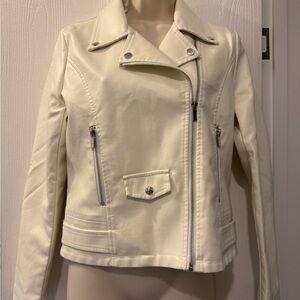 Women’s Cream Moto Jacket - Classic Asymmetrical Zip